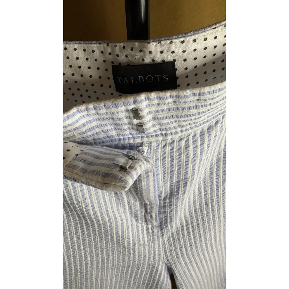 Talbots Women's Striped Perfect Crop Seersucker Nautical Pants Size 10 Resort - Picture 6 of 6